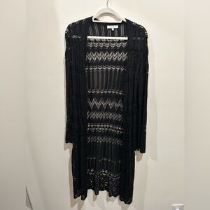 NWOT Black Crochet Long Cardigan Duster